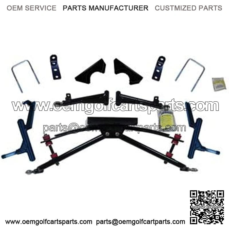 Double A-arm Lift kit (4" Lift). Accepts up to 23x10.5-12 tire. Club Car Gas 82-96.5 DS w/Metal deust Covers on Front hubs