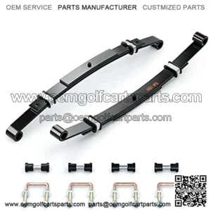 Golf Cart EZGO Heavy Duty 3 Leaf Spring Kit with Bushings & Sleeves & U Bolts fit EZGO TXT 1995-2013, OEM 70506-G01,74135-G01, 74207-G01, 74207-G03 (2 Packs)??