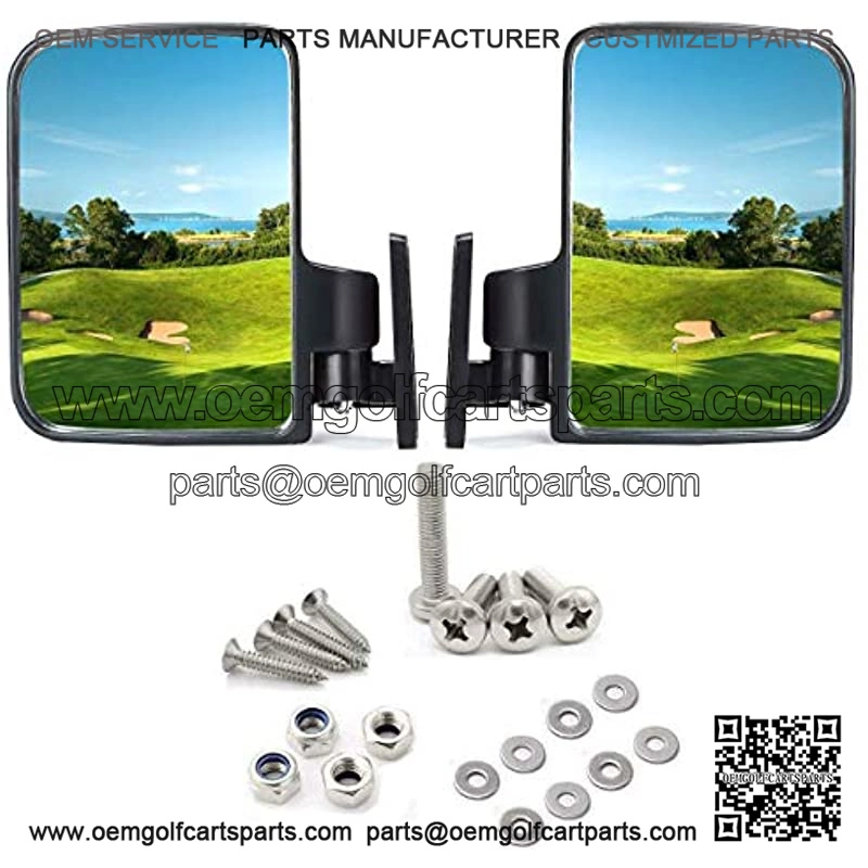 Golf Cart Side Mirrors for Yamaha Club Car with Large 7 Inches Adjustable Golf Cart Side Rear View Mirrors(One Pair Golf Cart Mirrors)