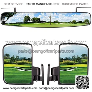 Newest Golf Cart Folding Side Mirrors and Rear View Mirror 16.5" Extra Wide Panoramic Golf Cart Mirrors Fits for Club Car EZGO Yamaha Combo Pack