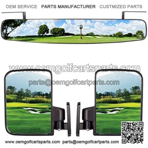 Newest Golf Cart Mirrors Contains Folding Side Mirrors and Rear View Mirror Universal for Club Car DS Precedent/EZGO TXT RXV/Yamaha