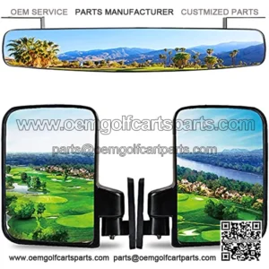 Golf Cart Rear View Mirror & Folding Side Mirror for EZGO/Club Car/Yamaha