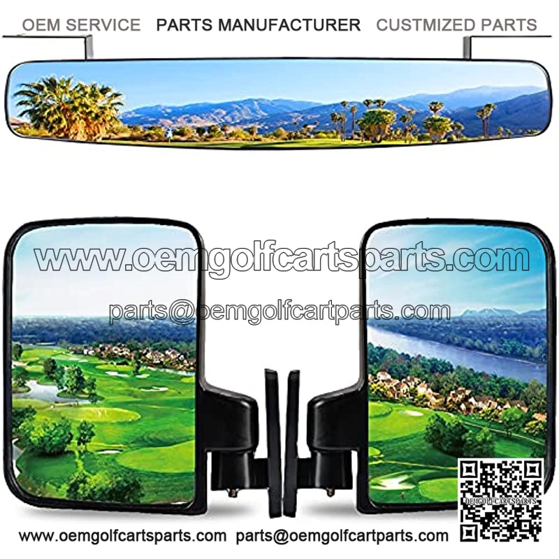 Golf Cart Rear View Mirror & Folding Side Mirror for EZGO/Club Car/Yamaha