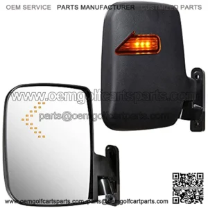 2pcs Universal Golf Cart Rear View Folding Side Mirror with LED Indicators Compatible with EZGO Club Car Yamaha