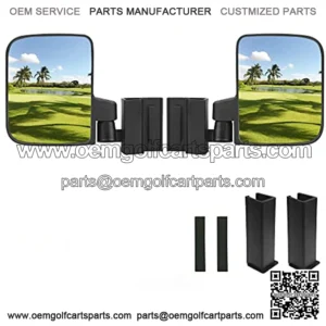 Golf Cart No Drilling Folding Side Rearview Mirror HD Glass for Club Car EZGO and Yamaha Golf Cart Folding Mirror