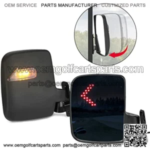 Golf Cart Side Mirrors with LED Turn Signal Light Universal Rear View Mirrors Compatible with Club Car EZGO Drive