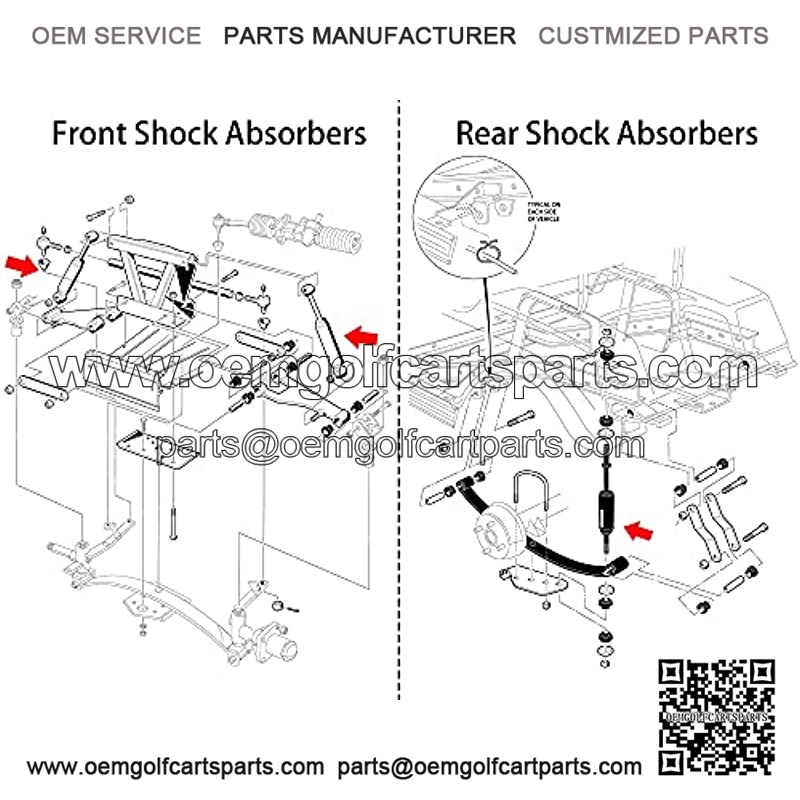 Golf Cart Front and Rear Shock Absorbers Kit for Club Car DS 1981-2011, Club Car Precedent 2004-up, Replaces 1014235 1014236