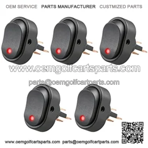 Veanic 5pcs 12V 30 Amp Red LED Rocker On-Off Control Rocker Switch Waterproof Toggle Plug for Car Truck RV Motorcycle Boat Marine Control (Toggle Switch A)