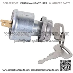 EZGO Golf Cart Ignition Switch 17421G1, 2 Prong 4 Key Free Terminals & Carabiner