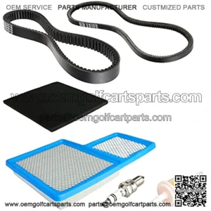 Golf Cart Yamaha Tune Up Kit with Starter Generator Belt & Drive Belt for 1996-up G16 G19 G22 & 2012-up G29 Gas Model W/ 4 Cycle 301cc 357cc Engine Air Filter Pre Filter Fuel Filter Spark Plug