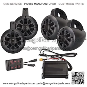 NUTV4 Quad - 4 Channels Marine Bluetooth ATV/Golf Cart/UTV Speakers Stereo System