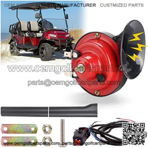 Golf Cart 12 Volt Horn Kit, Horn Switch and Wire Harness Assembly Universal Fit Club Car, EZ-GO and Yamaha and ATV, UTV, Boat ??Upgrade Steering Mount Hand Press Switch )