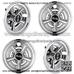 4pcs 8" Golf Cart Wheel Cover Hub Cap Chrome Finished 5-Spoke Compatible with EZGO Club Car Yamaha Easy Snap-in