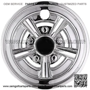 Pack of 4 Golf Cart Wheel Covers Hub Cap 8" 5-Spoke for EZGO Club Car Yamaha Easy Snap-in Chrome Finish US Delivery