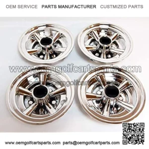 Chrome Golf Cart Hub Caps 8 inch Set of 4 Style-Fast