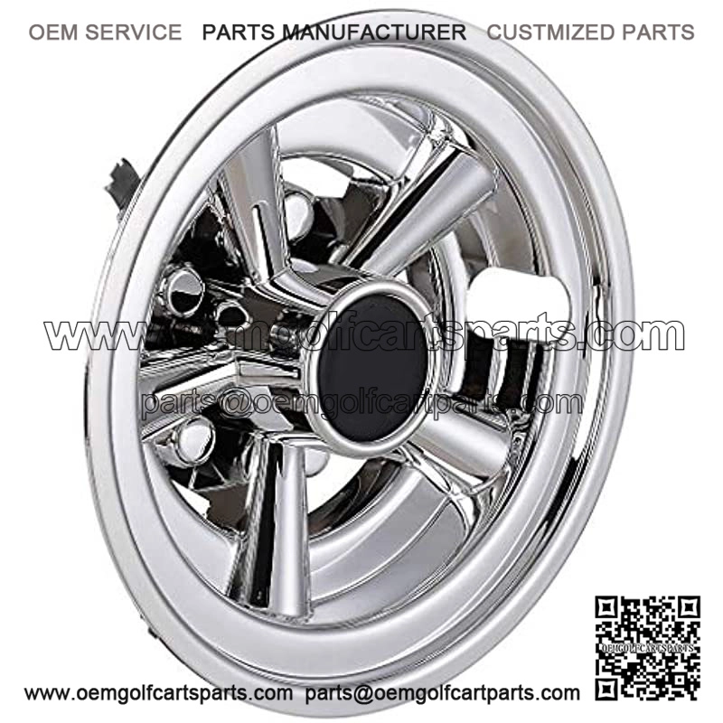 Set of 4 Golf Club Cart Wheel Trim Hub Caps Chrome Finish Easy Install Fits 8" Wheels or EZGO/Club Car/Yamaha
