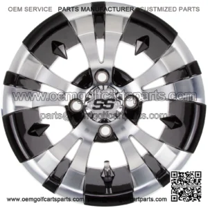 12" Vampire - Black w/Machined Face - Golf Cart Wheel