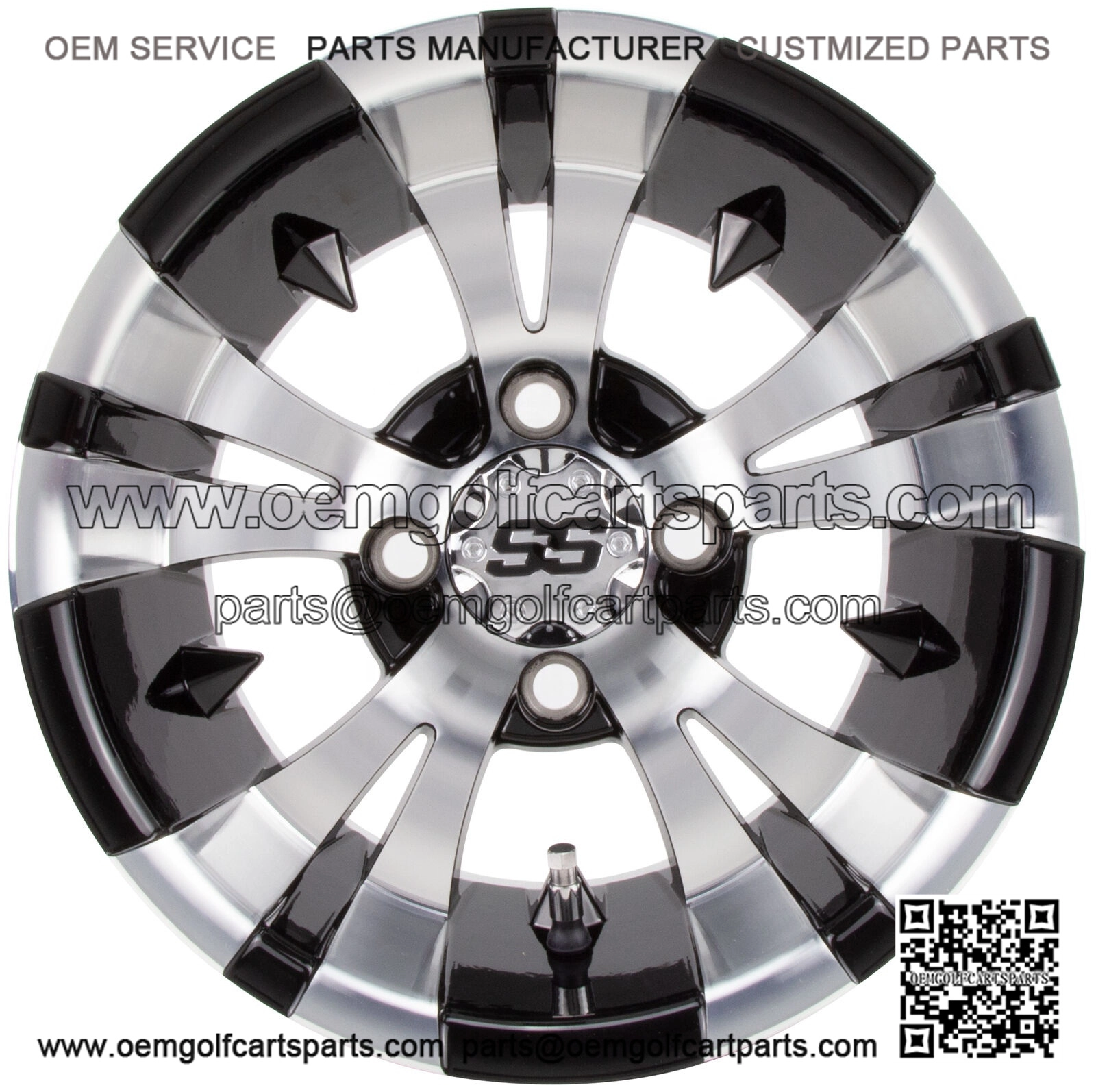 12" Vampire - Black w/Machined Face - Golf Cart Wheel