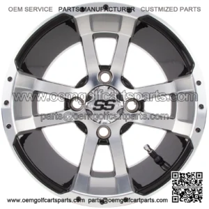 12" Storm Trooper - Black w/Machined Face - Golf Cart Wheel