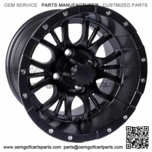 Set of (4) Diesel 14 inch Matte Black Golf Cart Wheels With 3:4 Offset