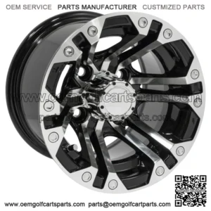 (1) Golf Cart Specter 10 inch Machined and Black Wheel With 3:4 Offset