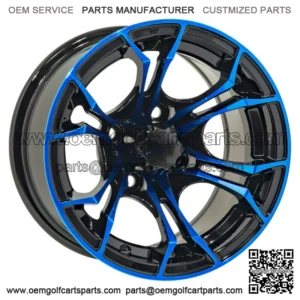12x7 Black/Blue Golf Cart Wheel | 3:4 Offset | 4x4 (101.6mm)