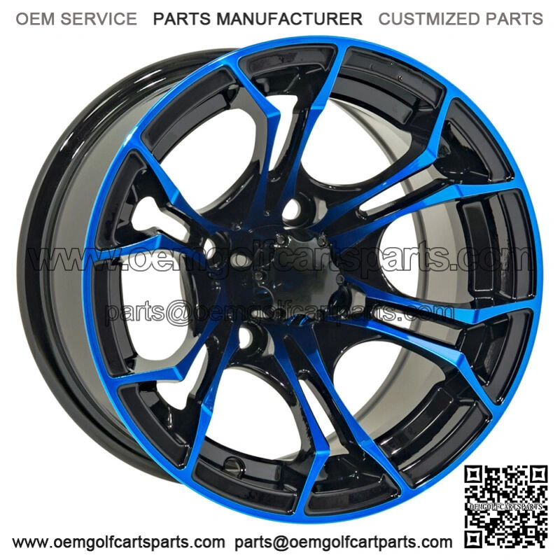 12x7 Black/Blue Golf Cart Wheel | 3:4 Offset | 4x4 (101.6mm)