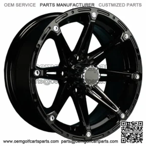 14 inch Black Golf Cart Wheel With 3:4 Offset