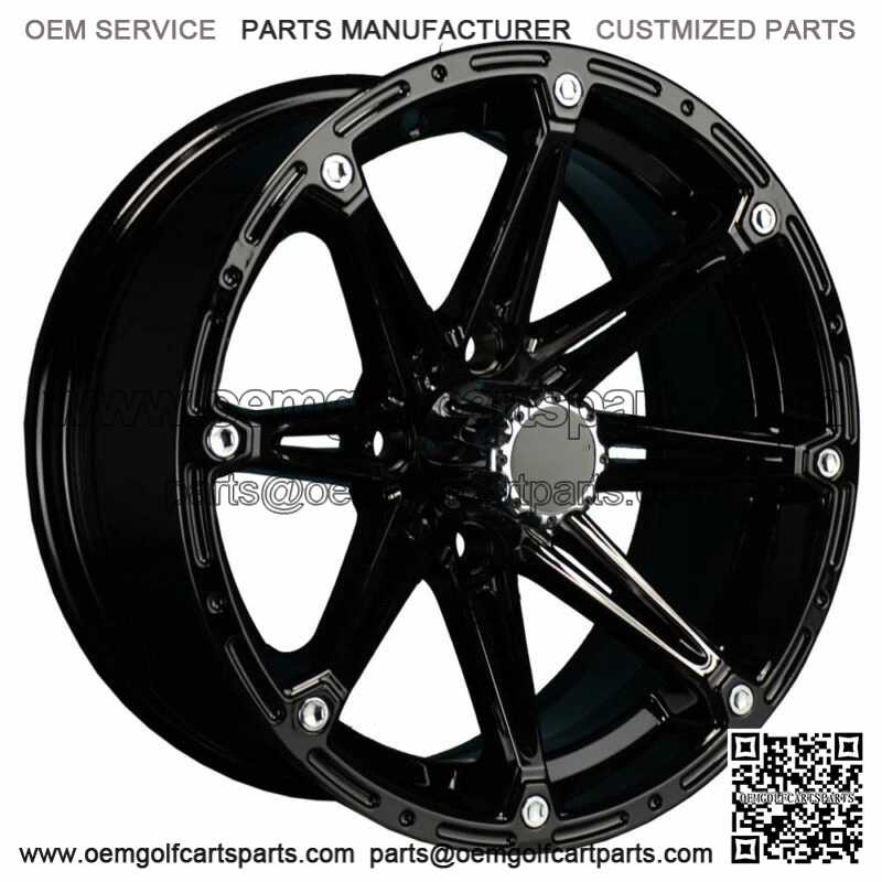 14 inch Black Golf Cart Wheel With 3:4 Offset