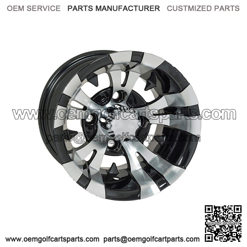 Vampire 14x7 Machined & Black Golf Cart Wheel (3:4 Offset)