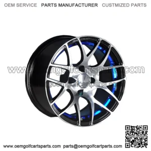 (1) Golf Cart Pursuit 12 inch Machined and Blue Wheel With 3:4 Offset