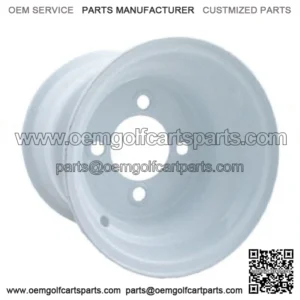 (1) 8 inch Golf Cart Steel Wheel (White) Centered, 4/4, 8x7 Club Car EZGO Yamaha