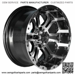 (1) Omega 14 inch Machined / Black Golf Cart Wheel With 3:4 Offset