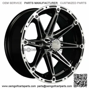(1) Element 14 inch Machined Silver / Black Golf Cart Wheel With 3:4 Offset