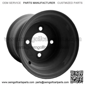 8 inch Black Steel Wheel for Golf Cart Centered | 4/4 (4 x 101.6mm) Bolt Pattern