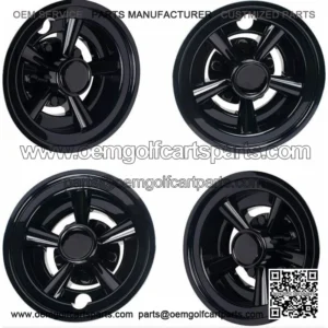 Golf Cart 8" Black Wheel Covers- EZGO, Club Car, Yamaha- Universal