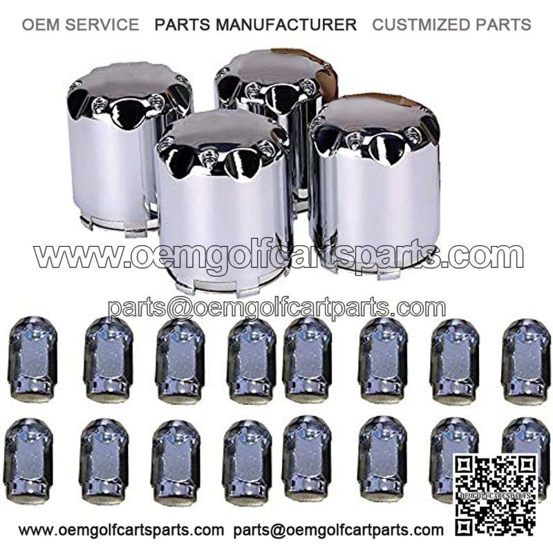 Wheel Alloy Center Hub Cap & Lug Nut Set for Club Car and EZGO Golf Carts
