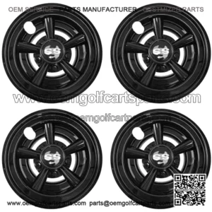 Tapacubos de Repuesto para Carrito de Golf de 8 Pulgadas para EZGO Club Car Y-amaha, dise?o Cromado SS (4 Unidades, Negro)
