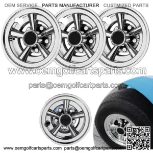Golf Cart Wheel Covers Hubcaps, 8 Inch Chrome Golf Cart Hub Caps Snap-on Installation (Set of 4), Fits EZGO Yamaha Club Car