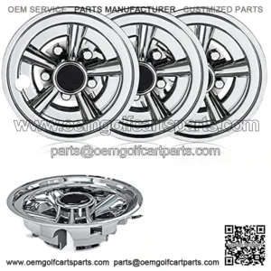 Premium Golf Cart Hubcaps, 8 Inch Chrome Golf Cart Hub Caps Set of 4, Shiny Wheel Covers Hubcaps for Yamaha, EZGO, Club Car Golf Carts??Silver??