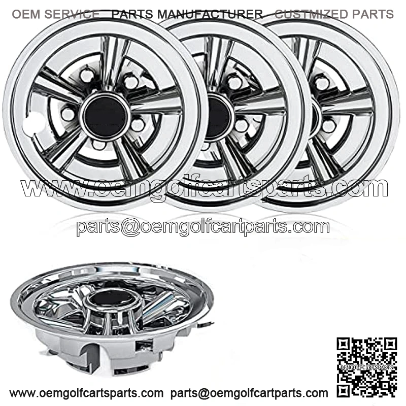 Premium Golf Cart Hubcaps, 8 Inch Chrome Golf Cart Hub Caps Set of 4, Shiny Wheel Covers Hubcaps for Yamaha, EZGO, Club Car Golf Carts??Silver??