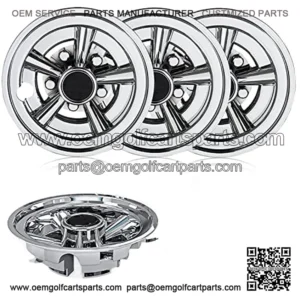 Premium Golf Cart Hubcaps, 8 Inch SS Chrome Golf Cart Hub Caps Set of 4, Shiny Wheel Covers Hubcaps for Yamaha, EZGO, Club Car Golf Carts??Silver??
