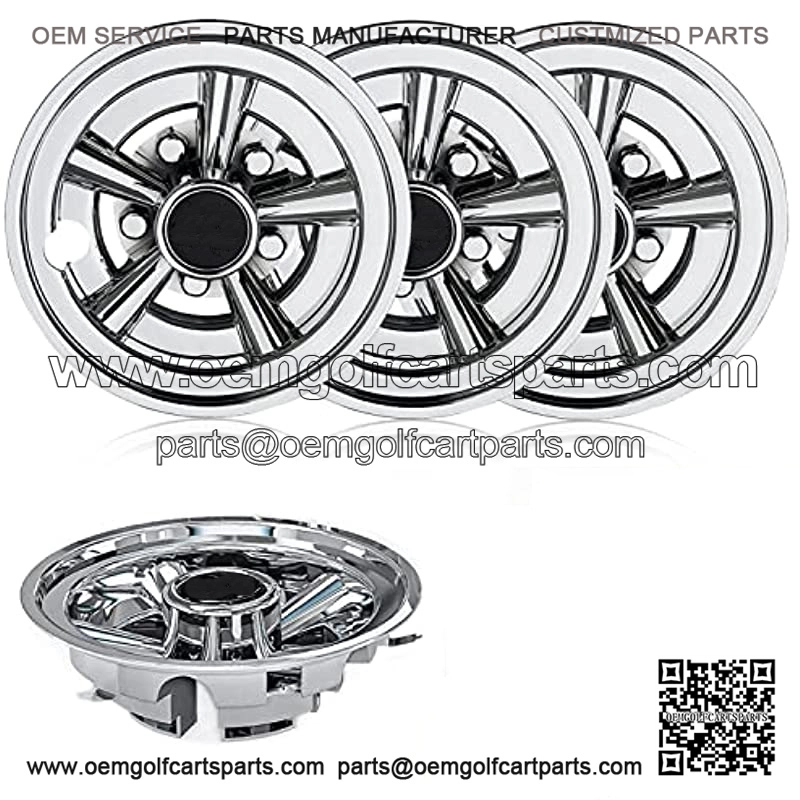 Premium Golf Cart Hubcaps, 8 Inch SS Chrome Golf Cart Hub Caps Set of 4, Shiny Wheel Covers Hubcaps for Yamaha, EZGO, Club Car Golf Carts??Silver??