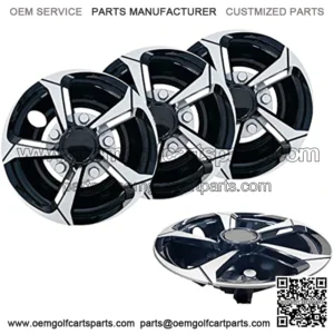 Golf Cart Wheel Covers Hub Caps Silver Automobile Finish & Black for EZGO Club Car Yamaha Universal 8" New(Set of 4)