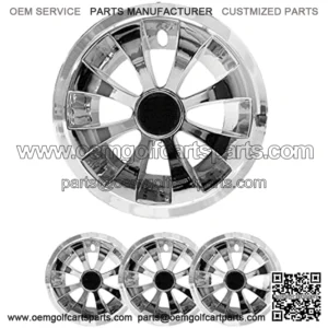 ProFormX Golf Cart Wheel Covers 10" Reaper Chrome - Fit Club Car, Ez-Go and Yamaha Carts with 10" Rims-Snap on Installation-Set of Four