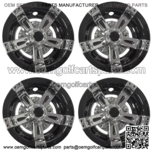 Set of 4 Golf Cart 10" Maverick Chrome and Black Wheel Covers Hub Caps