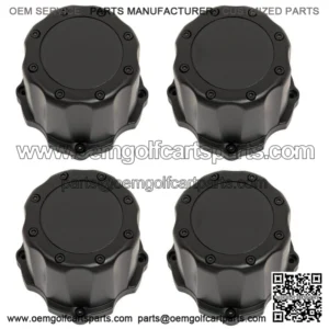 Set of 4 - Matte Black SS Bolt On Center Cap for Specter Golf Cart Wheels