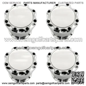 Set of 4 - Chrome SS Bolt On 2.65 inch Center Cap for Golf Cart Wheels
