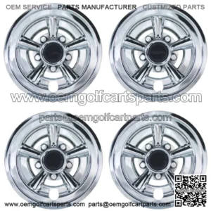 Golf Cart 8" Chrome SS Wheel Covers Hub Caps Set of 4