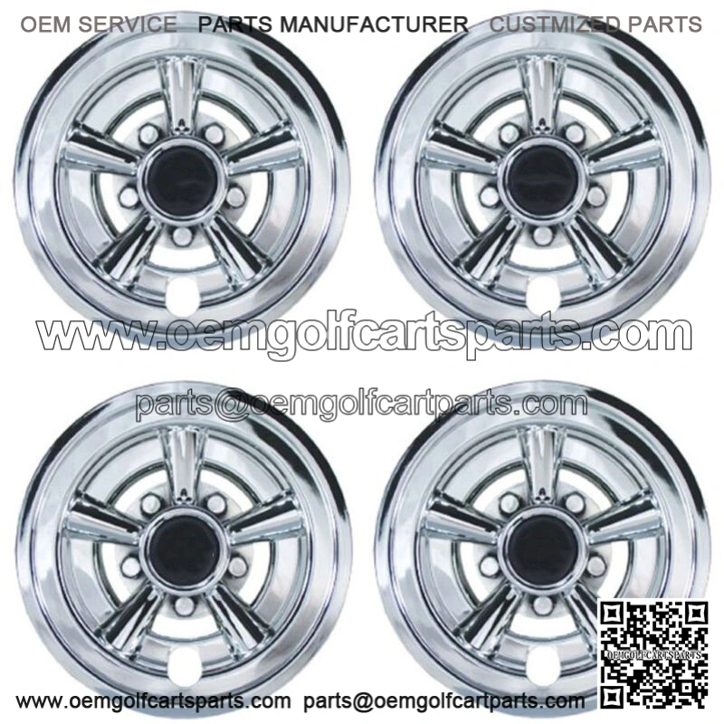 Golf Cart 8" Chrome SS Wheel Covers Hub Caps Set of 4